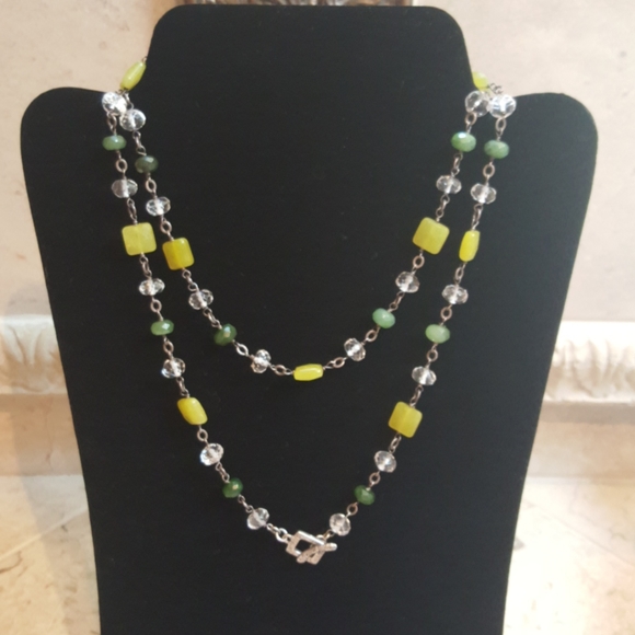 Silpada faceted jade crystal necklace with toggle - Picture 1 of 7